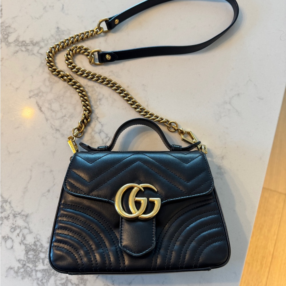 Black Gucci Marmont Small Top Handle